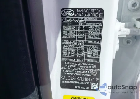 2020 Land Rover Discovery Sport S from USA, damaged, VIN SALCJ2FX7LH847106